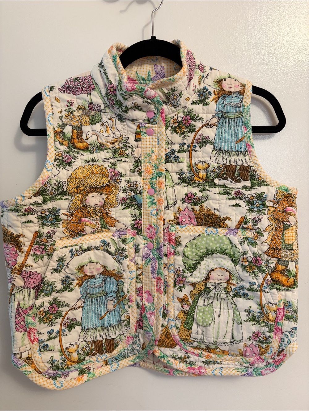 Handmade Holly Hobbie vest out of vintage fabric